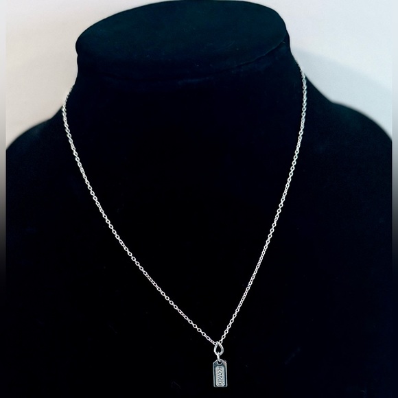 Coach Silver Logo Charm w/Stainless Steel Chain, New - Picture 2 of 4